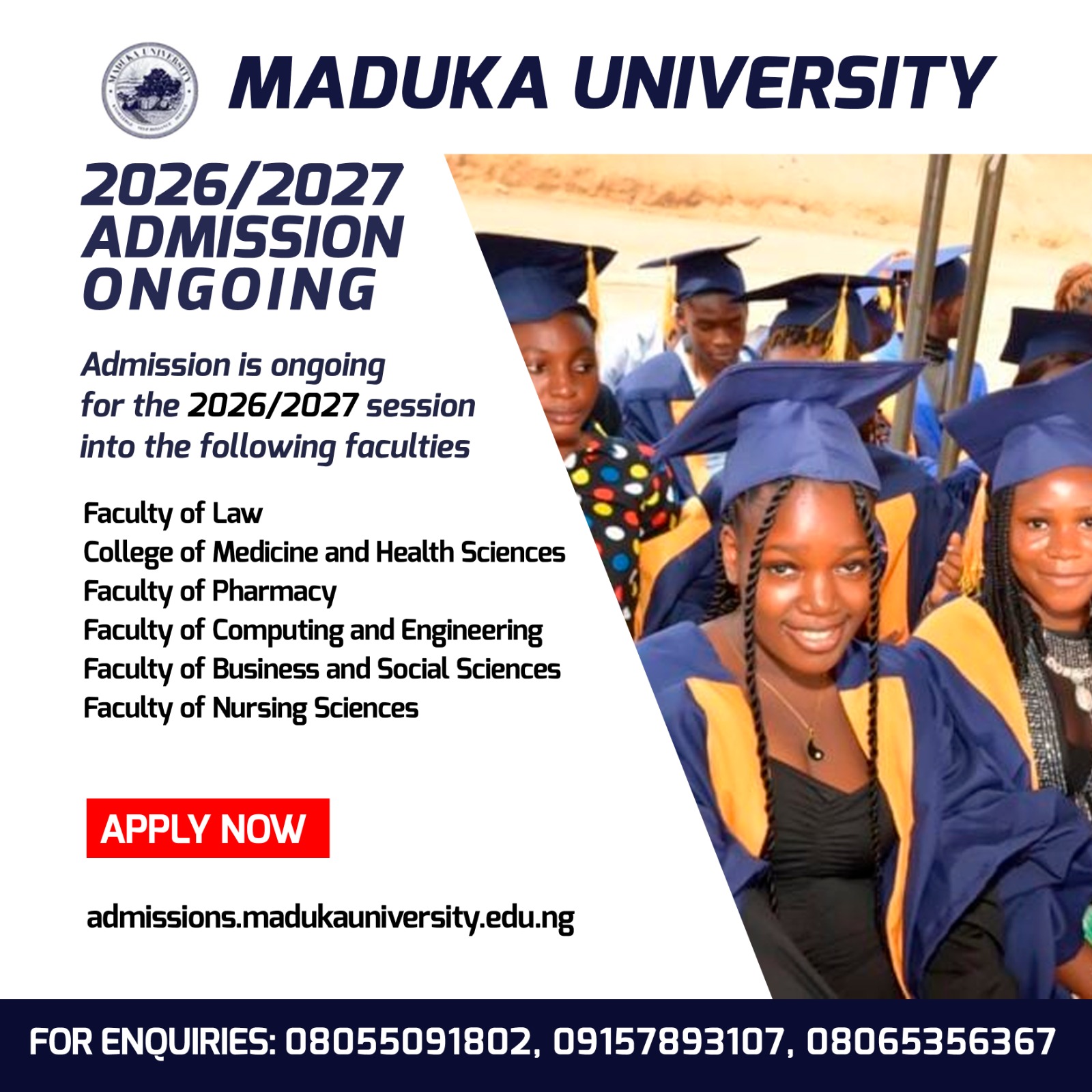 Maduka University 2026/2027 admission ongoing