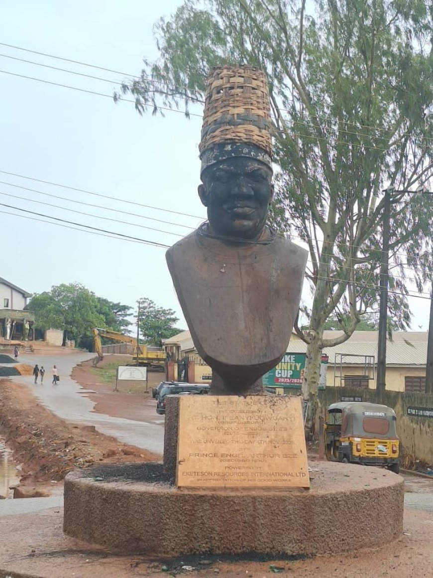 Mbaeke rescues ex-Gov Ugwuanyi's statue at Nkwo-Nike from humiliation